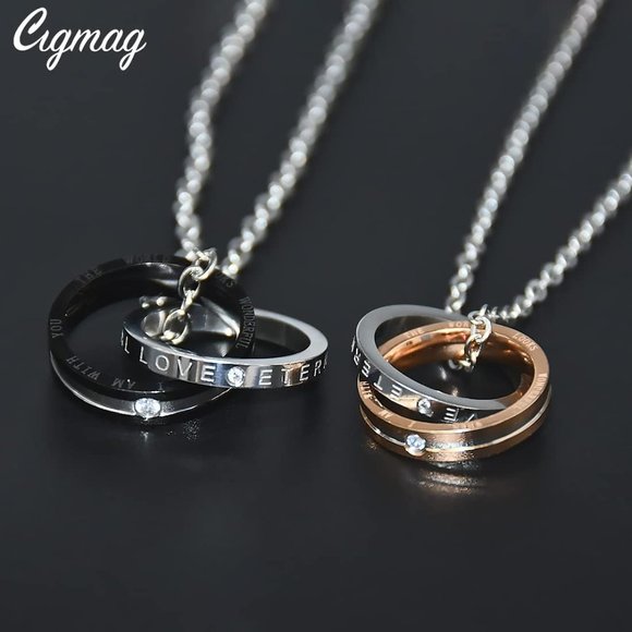 Matching Necklace for Couples - Promise Love Pendant Necklaces Set Doubl… - Picture 1 of 7